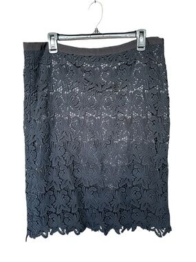 Talbots Black Floral Lace Pencil Skirt Size 12